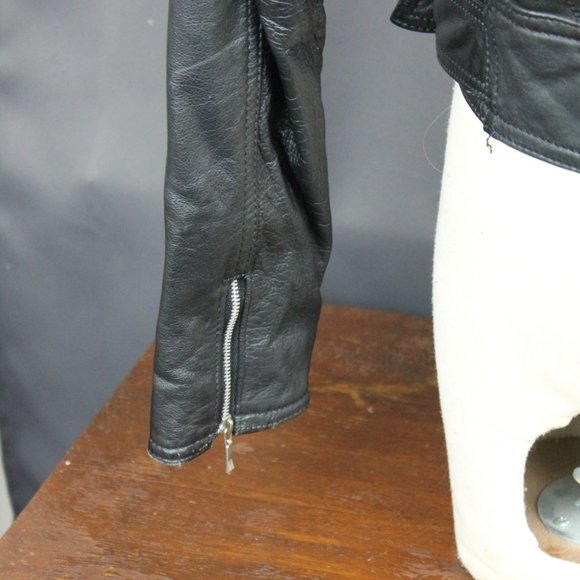 Vtg Genuine Leather Mot-Bomber Style Jacket 8 - Picture 8 of 10